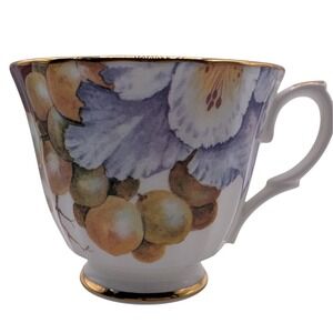 Vintage Royal Kingston‎ Teacup Footed Floral Leaves Grapes Hand Painted England